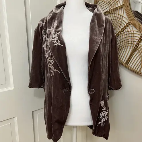 Karen Kane Silk Blend Velvet Embellished Cottagecore Jacket Boho Glam Whimsy M?
