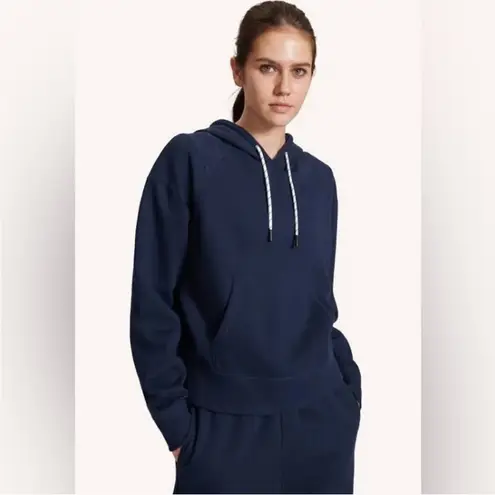 Peloton Rib Insert Pullover Hoodie Sweatshirt in Navy Blue Medium