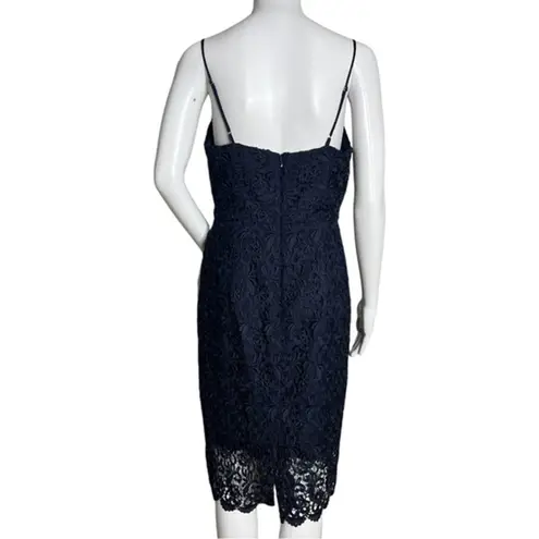 J Crew Dress Women 6 Navy Blue Guipure Lace Spaghetti Strap Scallop Edge Preppy