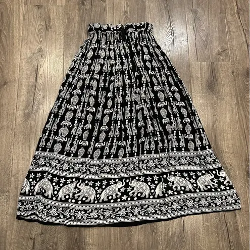 Ananda's Collection Indian Maxi Skirt Women Gypsy Hippie Retro Ethnic Size Small Black