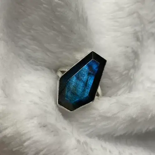 925 Silver Labradorite Punk Coffin Ring Size