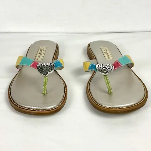 Brighton Orla Leather Sandals Size 6.5 Heart Flip Flops Thong Slip On Resort