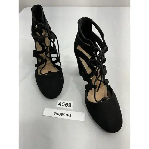 Womans Christian Siriano Ankle shoe 6.5 Black Strappy Tie Block Heel