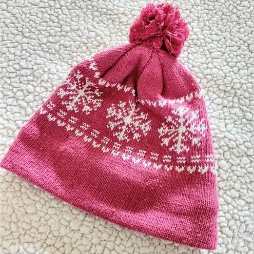 Pink Women's Girl's Double Layers Snowflake Pattern Hat/Winter Décor Knit Beanie