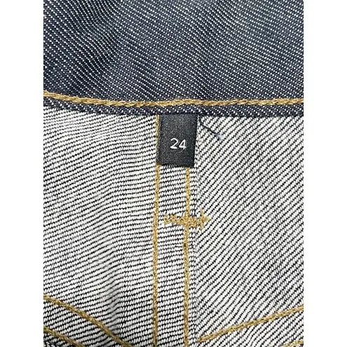 Goldsign The Curved Dark Wash Crop High Waisted Rise Tapered Jeans Serra Size 24 Blue