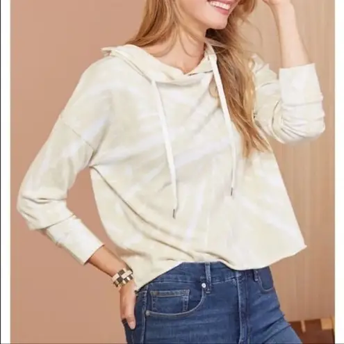 Peyton Jensen Tie Dye Terry Hoodie Cropped Boxy Fit Yellow Size Medium M