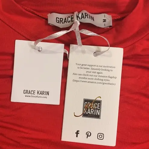 Grace Karin NWT lantern sleeve high neck ruched fitted top blouse