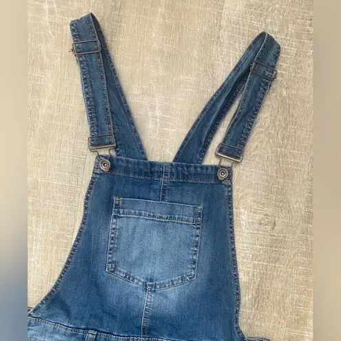 Dollhouse Denim Overalls Sz Large Distressed Coverall Shorts Shortalls Grunge Skater 90s