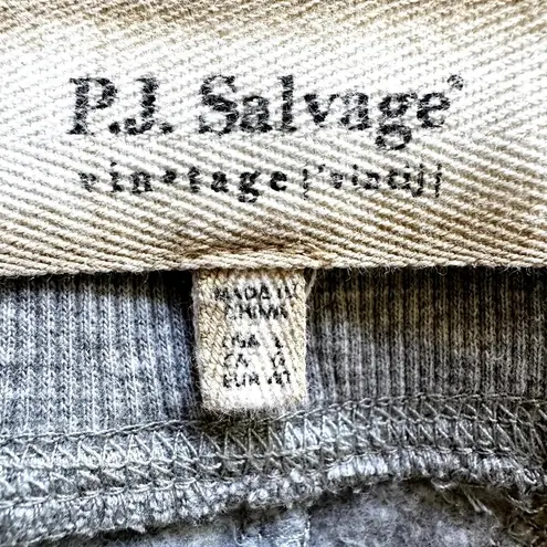 P.J. Salvage Vintage Sweat Shorts Drawstring Pull On Pockets Cotton Gray Large