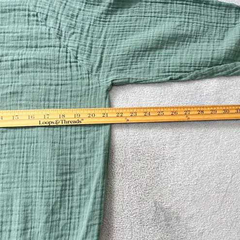 Lotus & Luna Gauze Hoodie Sweatshirt Seafoam Green Cotton Pullover Size Small