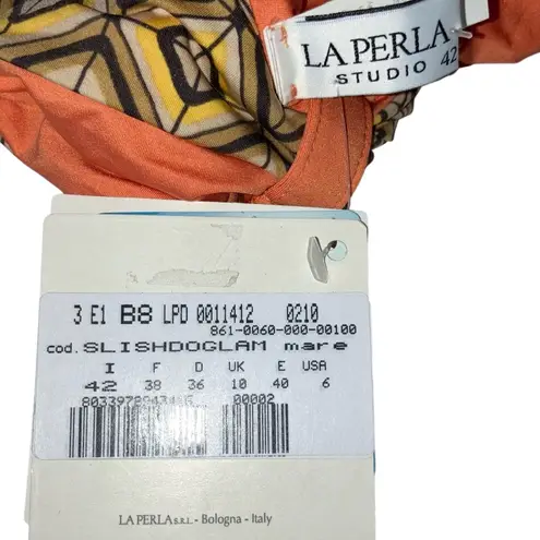 La Perla Studio Geometric Orange Tan Reversible Bikini Swim Bottom 6