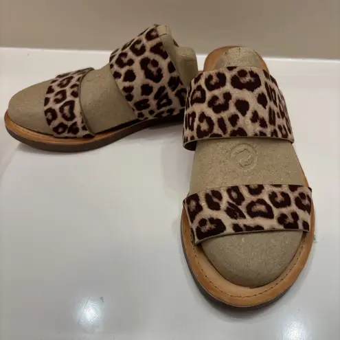 Soda Cheetah Leopard Print Pattern Double Strap Slide Sandals Sz 5.5