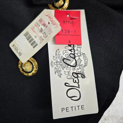 Oleg Cassini 80s Vintage Black Double Breasted Deadstock Cropped Blazer Size 8