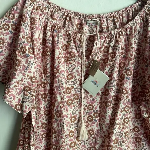 Faherty Florence Peasant Top Earth Block Print