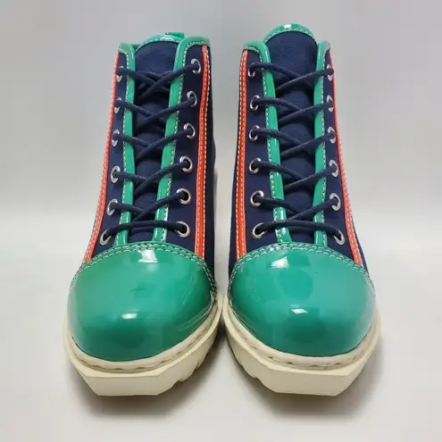 Opening Ceremony Grunge Lace Up Sneakers Canvas Booties Color Block Size EU 37