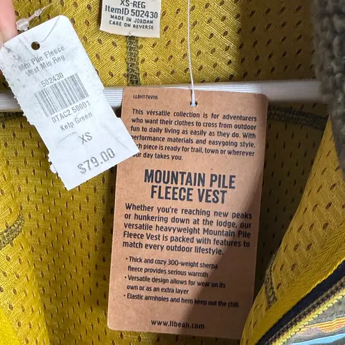 L.L.Bean Mountain Pile Fleece Vest in Kelp Green W2002 Sz XS