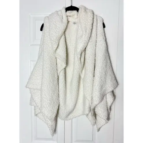 Ivory Sherpa Soft Cozy Shawl Open Front Poncho Cardigan Sweater One Size White Size undefined