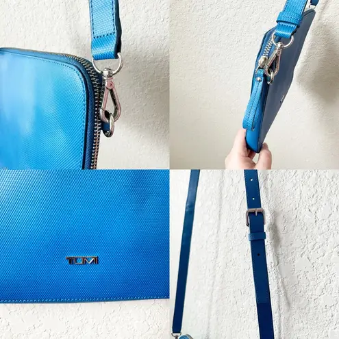 Tumi Prism Royal Blue Leather Tech iPad Mini Tablet Crossbody Bag