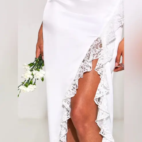 Miss Circle Freddie White Lace Satin Maxi Corset Dress size XXS US 0