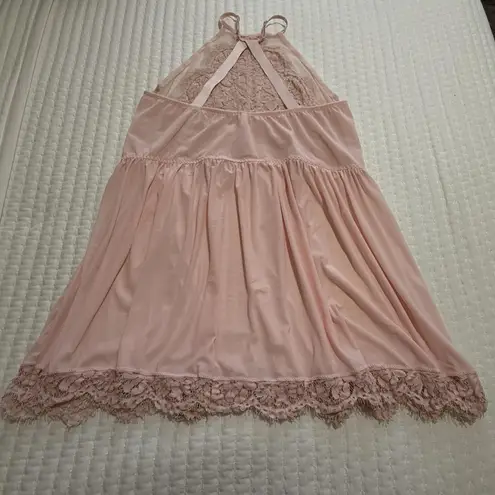 Torrid  Light Pink High Neck Halter Top Lace Sheer Babydoll Slip Plus Size 4 4X - Image 5