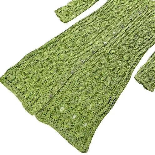 SER.O.YA Allison Crochet Cardigan in Lime Green Size M