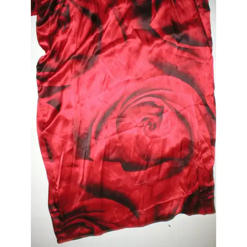 Natori NWT New Designer Josie M Caftan Night Gown Womens Silk Red Black Roses