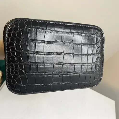 Aota Elena Bucket Bag Black Vegan Leather Crocodile Embossed