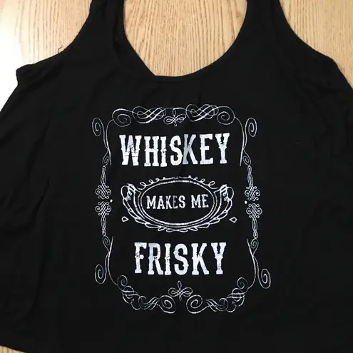 Full Tilt B15 Womens “Whiskey makes me Frisky” Black Graphic Tank Top Fit Small Med Lrg XL