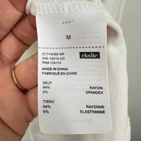 Elodie White Long Sleeve Keyhole Cutout Mock Neck Top Women's Size M