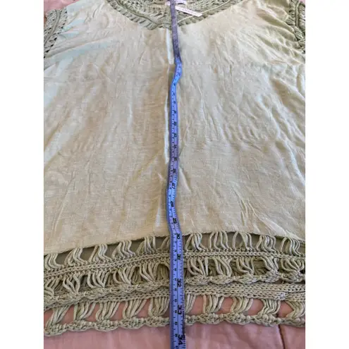 NEW Lamaolu sz S Womens Green Crochet Knit Pullover Poncho Shrug Laggenlook Boho