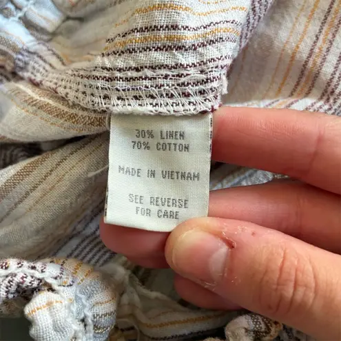 Women's Striped Linen Cotton‎ Shorts Multicolor Size XL Tan