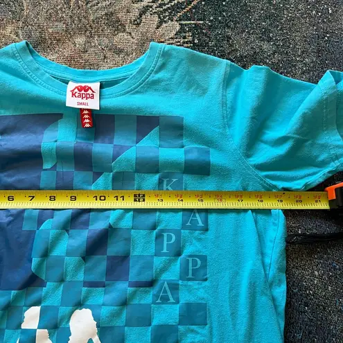 Kappa Blue White Checkered Graphic Shirt S Casual Streetwear Relaxed Fit Top