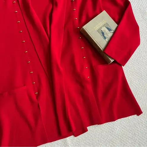 Escada Vintage Escada by Margaretha Lev Wool Red Open Knit Cardigan