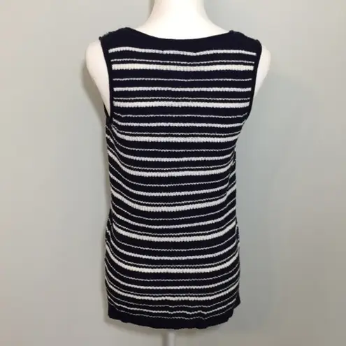Marled Reunited NWT Navy Blue White Striped Top