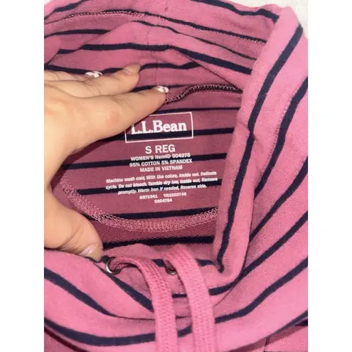LL Bean Ultrasoft Sweats Funnelneck Pullover Women S Pink Stripe Casual Comfy **
