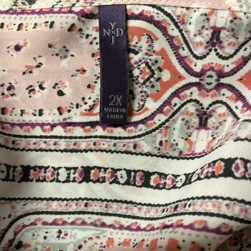 NYDJ Not Your Daughters Jeans Paisley Print Long Sleeve Blouse Plus Size 2X Purple Size XXL