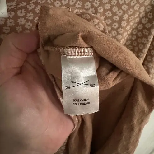 Rylee + Cru Women’s Floral Tan Midi Dress Cotton Blend Dress Mommy & Me Matching Size L