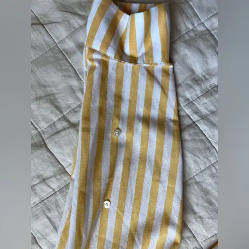 Alexia Admor Yellow Stripe Slouchy Oversized Boyfriend Button-Up Shirt Circus- 2