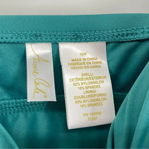 Anne cole  NWT Twist Front Tankini Swim Top Teal Green Size 16W Ruched Adjustable