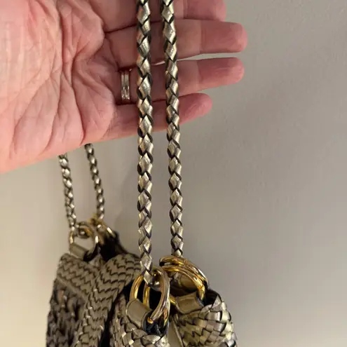 Vintage Warren Reed Gold Silver Handbag Basket Weave Crossbody Metallic Boho