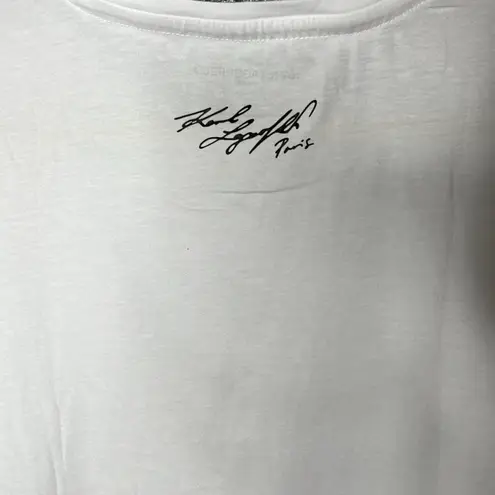 Karl Lagerfeld White Tee with Graphic Design Size Small