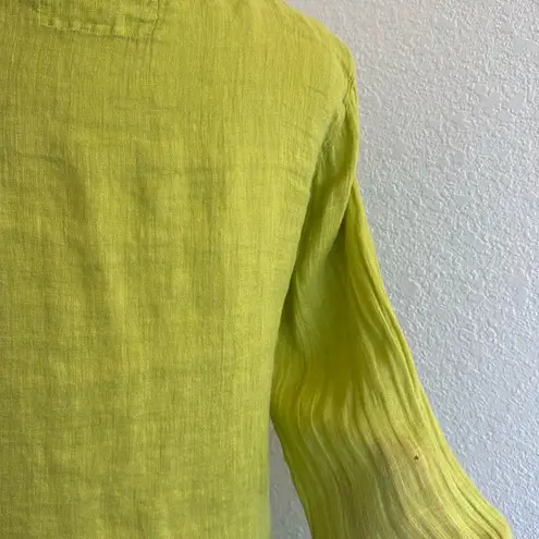 Grizas 100% linen button up cardigan lime green Size L