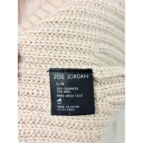 Zoe Jordan Wool Cashmere Blend Cold Shoulder Cutout Sweater Beige Women's S/M Size M