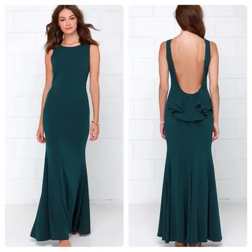 Lulus beautiful dark teal backless mermaid maxi dress size medium