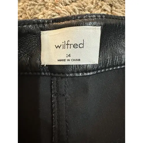 Wilfred Aritzia Black Faux Vegan Leather Pants Trousers Straight Leg High Sz 14