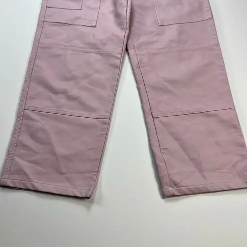 ASOS  Pink Vegan Faux Leather High Rise Cargo Cropped Pants 25” Inseam Size 4 thumbnail 6