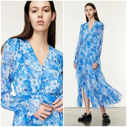 The Kooples ππ Long Dress ~ Blue Floral Print Size 3 = EU 40 Large