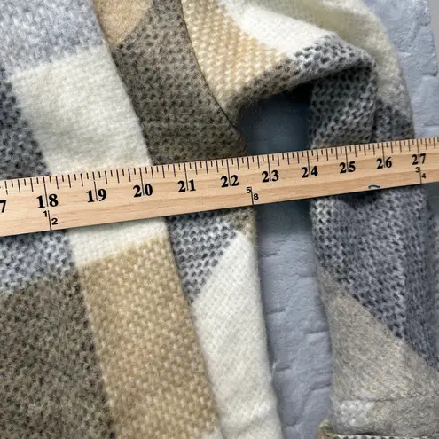 Anthropologie Melissa Nepton  Becca Women Plaid Coatigan Coat Scarf Grey Beige PS