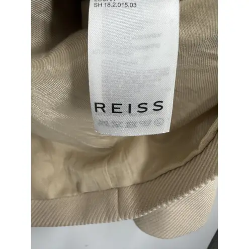 Reiss Logan Blazer Womens 14 Beige Double Breasted Wool Blend Notch Lapel Jacket