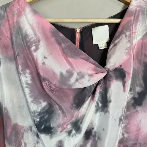 Line and Dot 100% Silk Sleeveless Mini Dress Womens Medium Gray Pink Cocktail